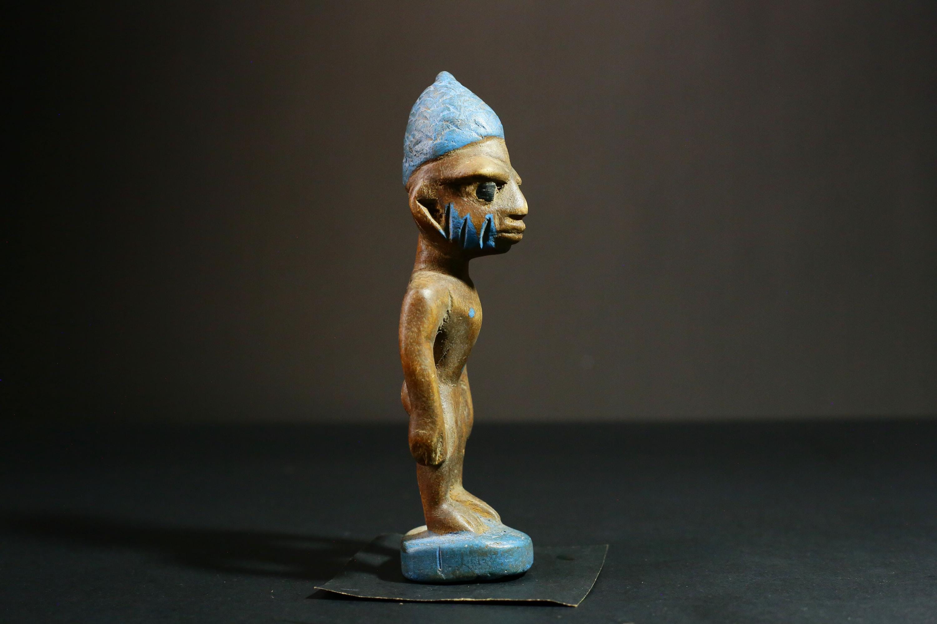 African statue wooden Yoruba Tribal Art, Unique Hand Carved Wooden Statue, Authentic Collectible Decor - 6539