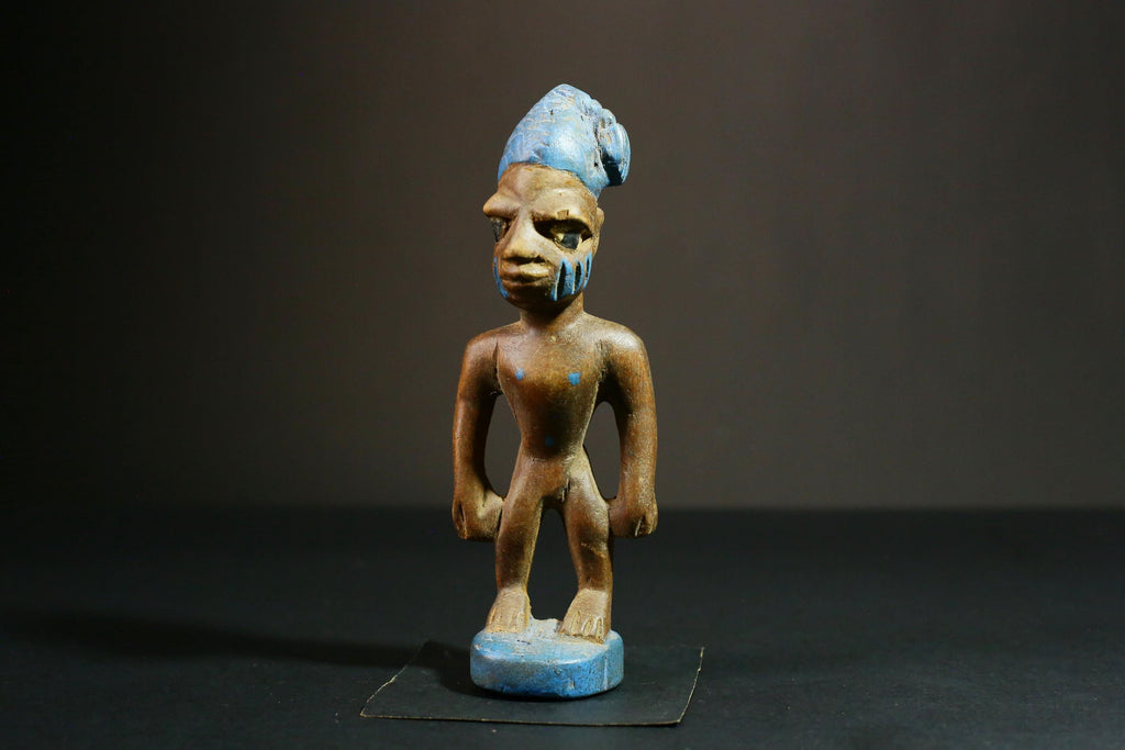 African statue wooden Yoruba Tribal Art, Unique Hand Carved Wooden Statue, Authentic Collectible Decor - 6539