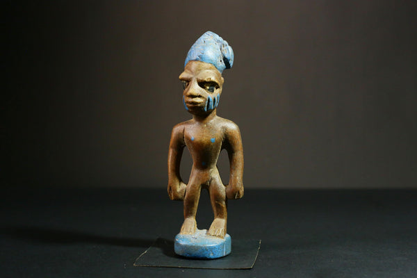 African statue wooden Yoruba Tribal Art, Unique Hand Carved Wooden Statue, Authentic Collectible Decor - 6539