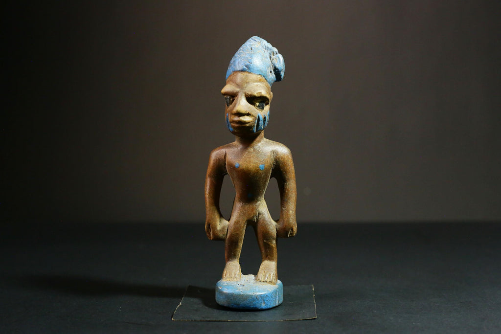 African statue wooden Yoruba Tribal Art, Unique Hand Carved Wooden Statue, Authentic Collectible Decor - 6539