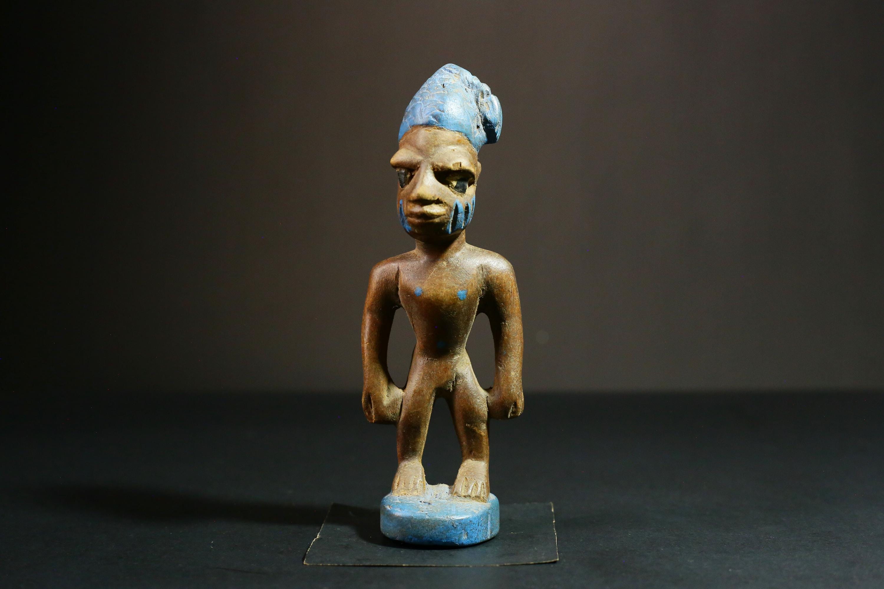 African statue wooden Yoruba Tribal Art, Unique Hand Carved Wooden Statue, Authentic Collectible Decor - 6539