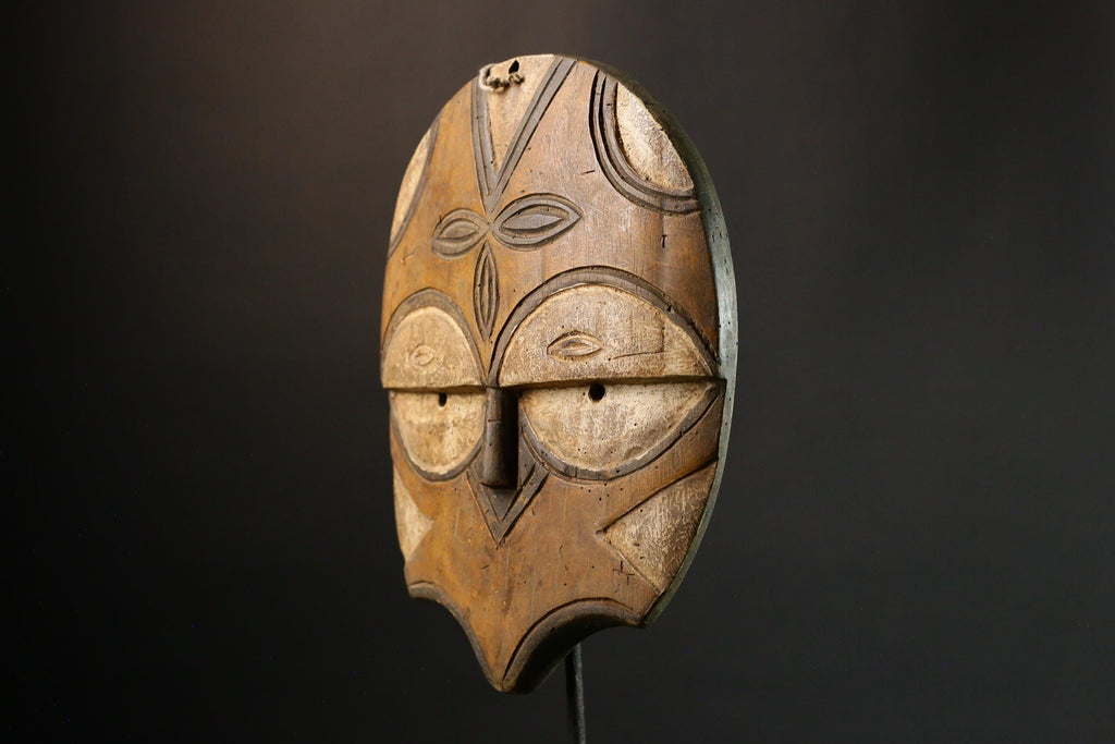 African Masks Vintage Eket African Mask, Antique Hand Carved Tribal Face, Unique Wooden Collectible Art - 9415