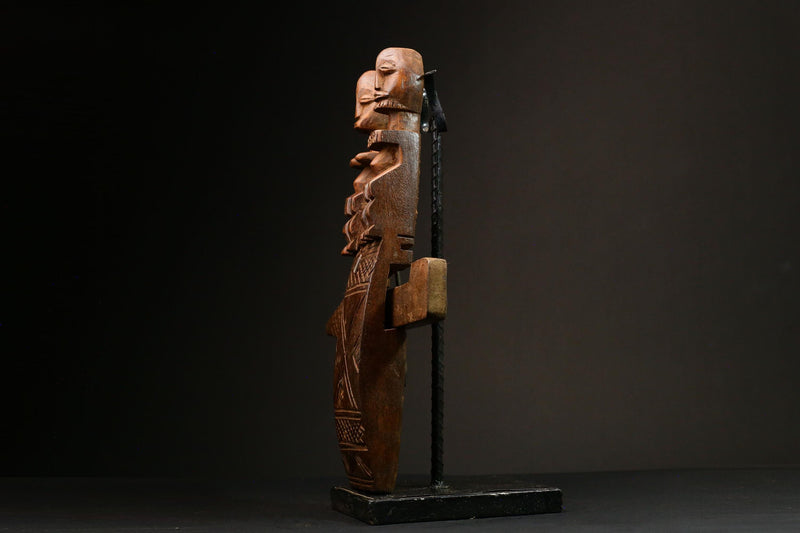 African Handcrafted Wood Arte Africana Dogon Mali Barn Door Lock Figurine-G3202