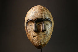 African Hand Carved African Triple Face Mask Unique Wooden Lega Lengola Wall Decor G3192