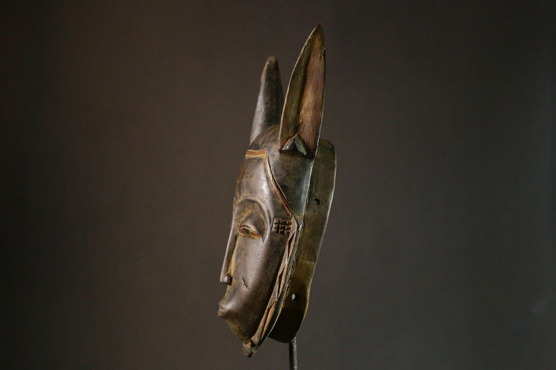 African Mask Antiques Authentic African Antique Mask Guro Tribe Vintage Wood Wall Hanging Art -6580