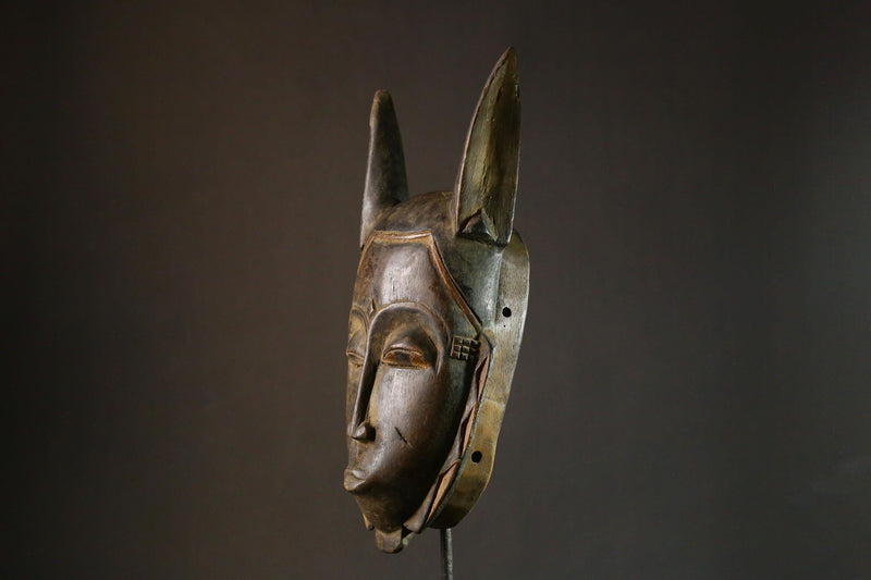 African Mask Antiques Authentic African Antique Mask Guro Tribe Vintage Wood Wall Hanging Art -6580