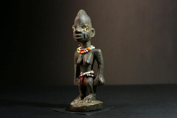 African Tribal Hand-Carved Tribal Female Figure - Yoruba Art Collectible, Unique Wooden Sculpture, Authentic Cultural Decor Piece-6536