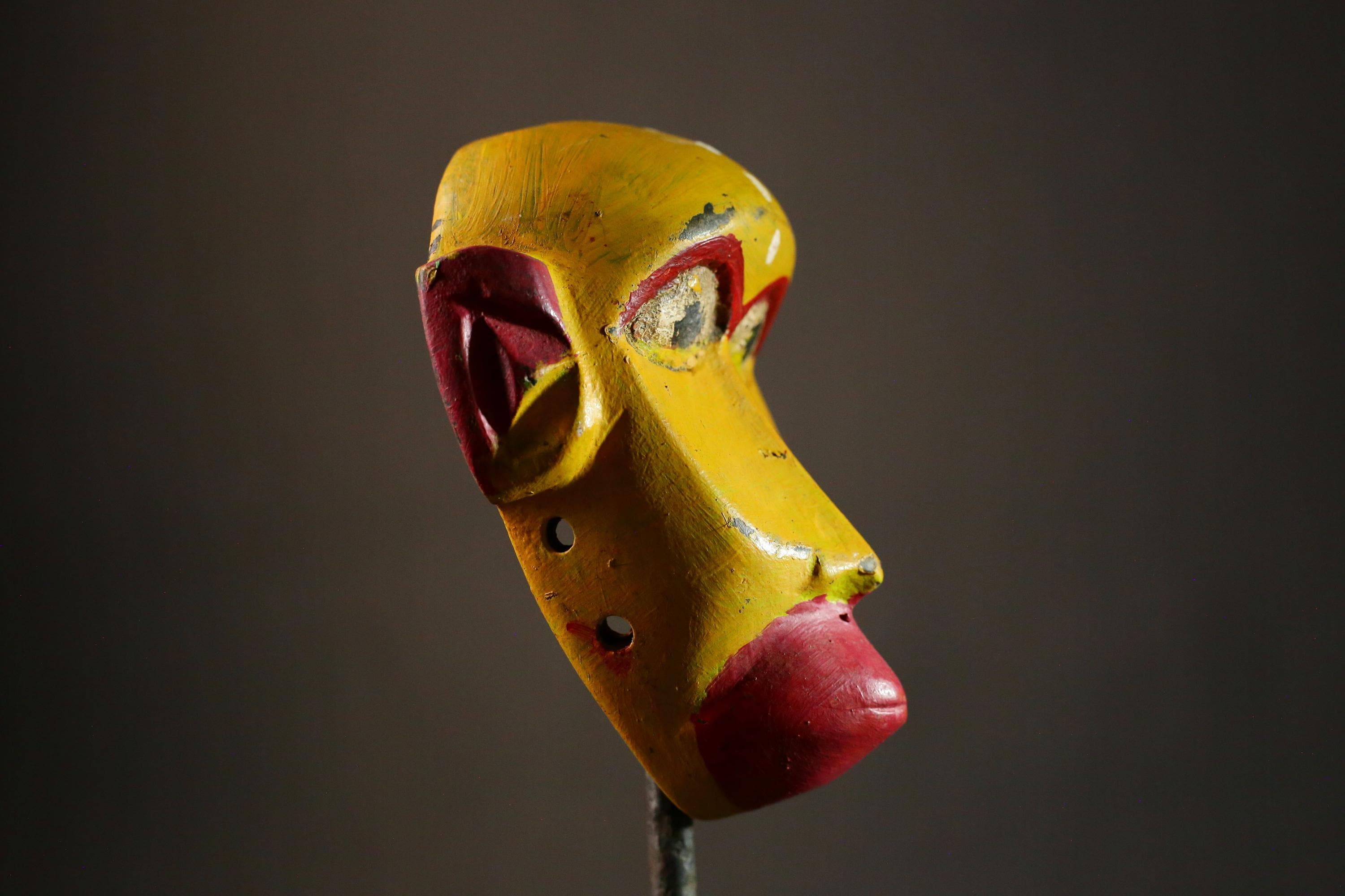 African Mask Hand-Carved African Lega Mask - Vintage Wall Decor, Authentic Tribal Art Piece, Unique Wooden Face Sculpture-8119