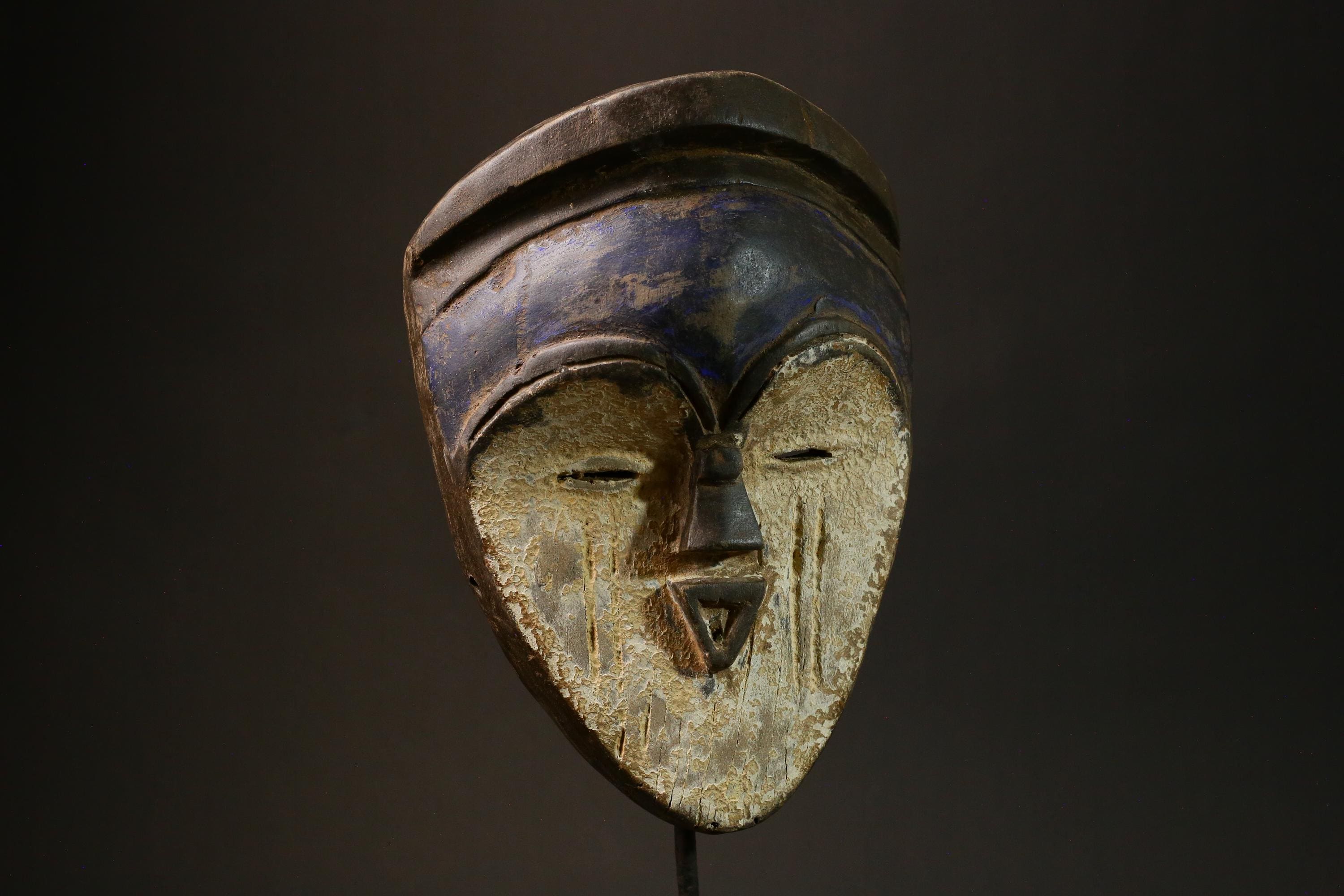 African Vintage Hand-Carved African Lega Masks Unique Wooden Wall Hanging Decor-G1617