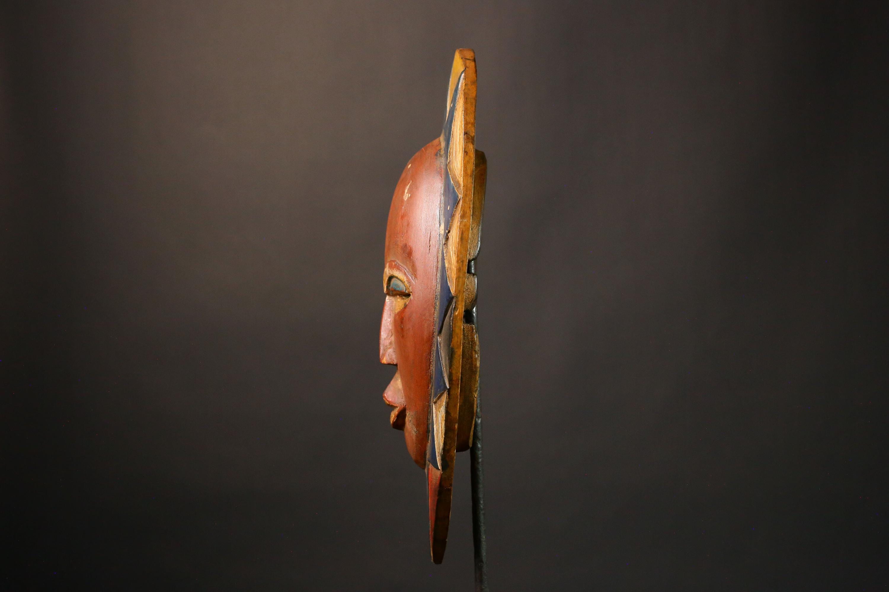 African Mask Hand-Carved Guro Mask - Beautiful Wooden Art, Authentic Tribal Wall Decor, Unique Collectible Sculpture Piece-G3457