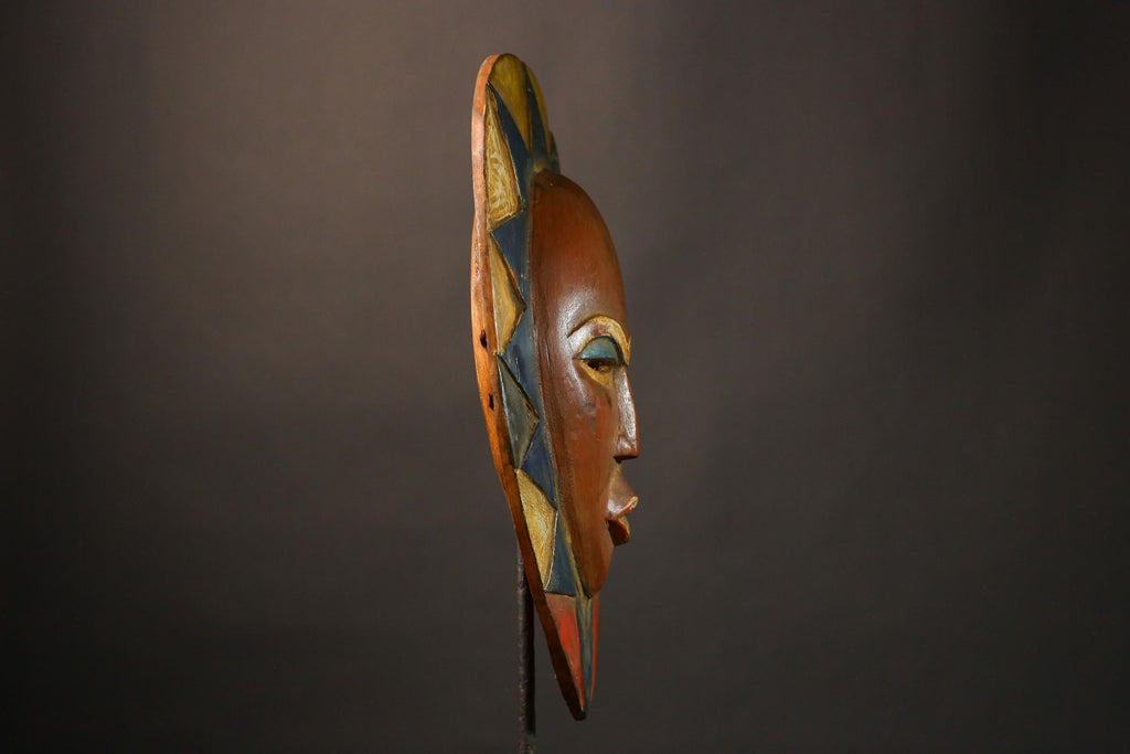 African Mask Hand-Carved Guro Mask - Beautiful Wooden Art, Authentic Tribal Wall Decor, Unique Collectible Sculpture Piece-G3457