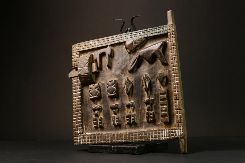 African Hand-Carved Dogon Granary Door Unique Yoruba Wood Art Decor Piece- 9248