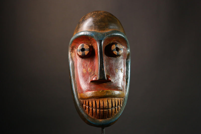 African mask  Danfolket Passport Mask - Authentic Wooden West African Primitive Art, Unique Tribal Home Decor Sculpture Piece-G3448