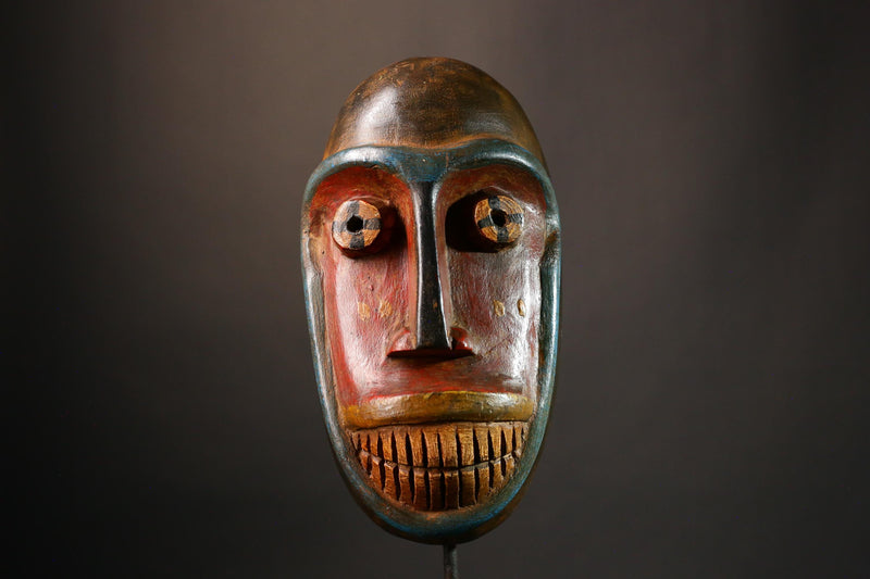 African mask  Danfolket Passport Mask - Authentic Wooden West African Primitive Art, Unique Tribal Home Decor Sculpture Piece-G3448