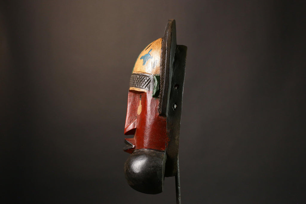 African Wearable Wooden Mask - Hand Carved Primitive Art, Unique Tribal Decor, Authentic Collectible Sculpture Piece for Home-G3447