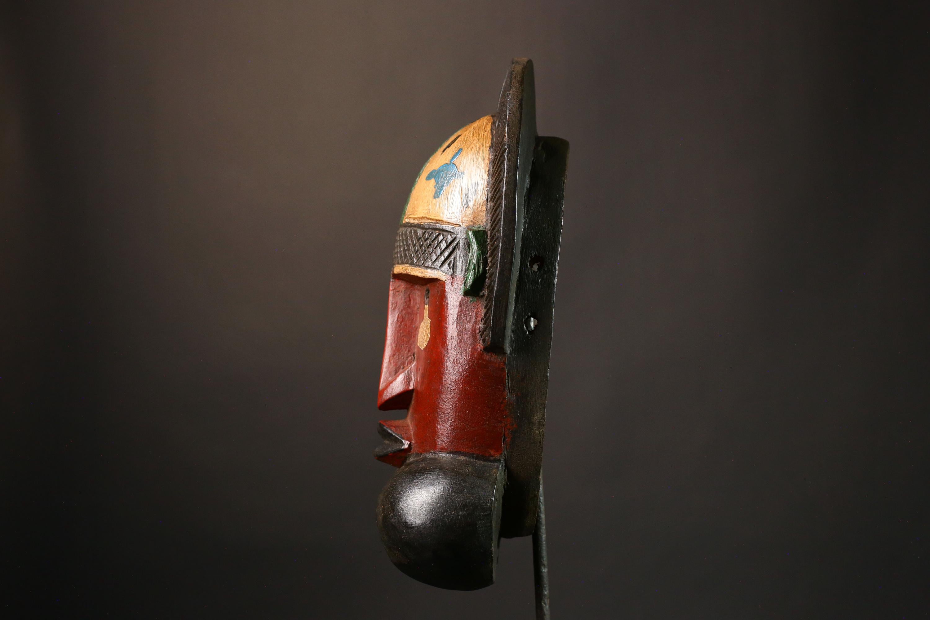 African Wearable Wooden Mask - Hand Carved Primitive Art, Unique Tribal Decor, Authentic Collectible Sculpture Piece for Home-G3447