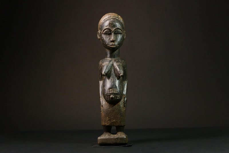 African Baule Blolo Bla Figure primitive decor Wooden Collectible Sculpture Home Decor G3216