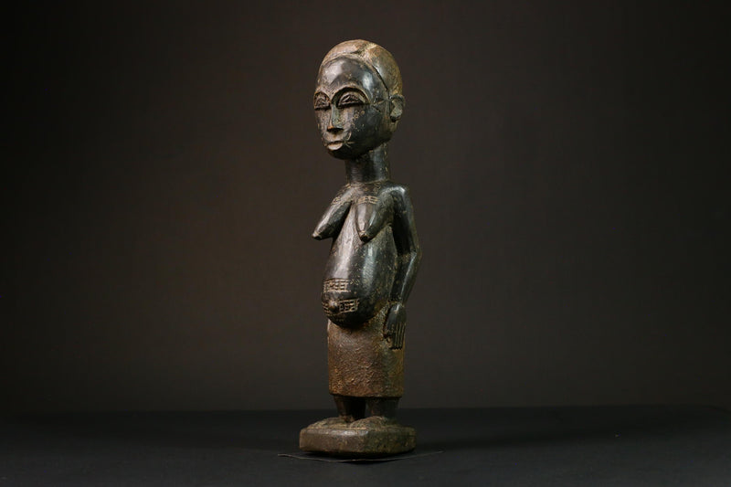 African Baule Blolo Bla Figure primitive decor Wooden Collectible Sculpture Home Decor G3216