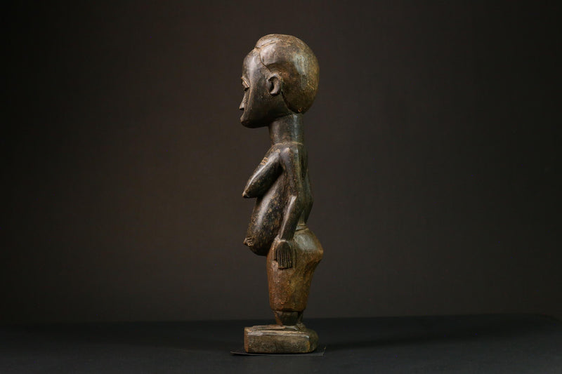 African Baule Blolo Bla Figure primitive decor Wooden Collectible Sculpture Home Decor-G3215