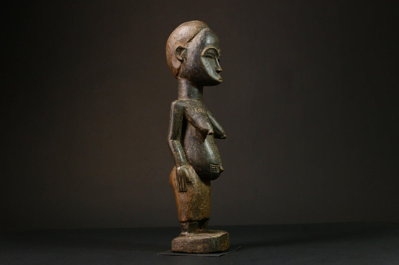 African Baule Blolo Bla Figure primitive decor Wooden Collectible Sculpture Home Decor-G3215