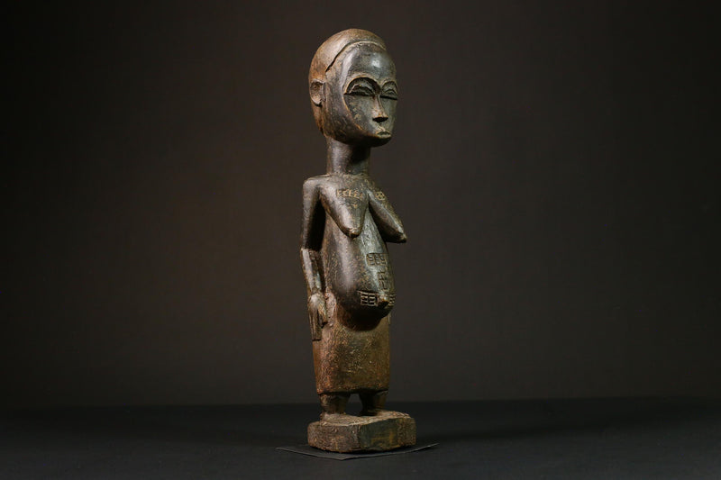 African Baule Blolo Bla Figure primitive decor Wooden Collectible Sculpture Home Decor-G3215