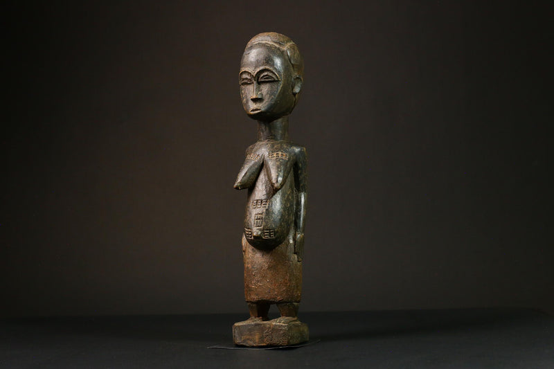 African Baule Blolo Bla Figure primitive decor Wooden Collectible Sculpture Home Decor-G3215