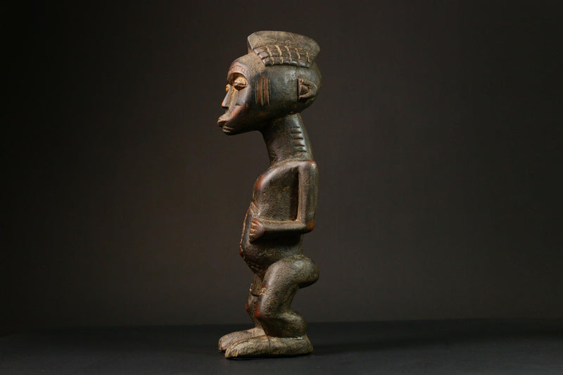 African Male Ancestor Figure Blolo Bian Wooden Art Collectible Sculpture Figure primitive decor-G3214