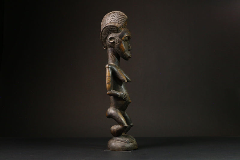 African Male Luba Wooden Figure Unique Art Statue from Democratic Republic Congo Figure primitive decor -G3213