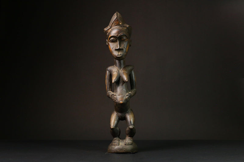 African Male Luba Wooden Figure Unique Art Statue from Democratic Republic Congo Figure primitive decor -G3213