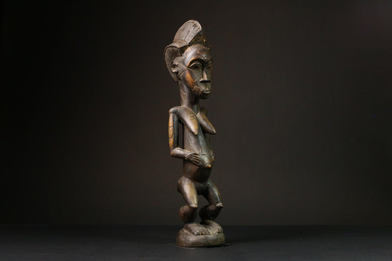 African Male Luba Wooden Figure Unique Art Statue from Democratic Republic Congo Figure primitive decor -G3213