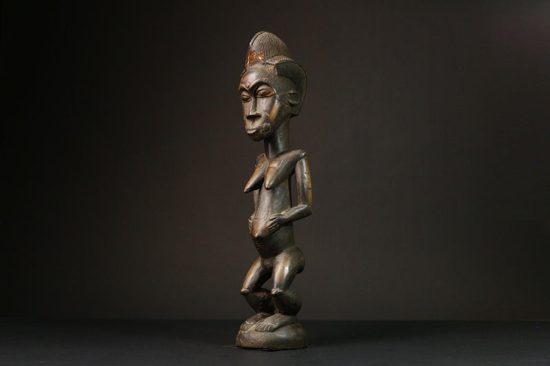 African Male Luba Wooden Figure Unique Art Statue from Democratic Republic Congo Figure primitive decor -G3213