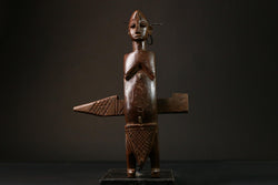 African Anthropomorphic Lock Art Wooden Figure Legs Geometric Design Piece Figure primitive decor -G3211