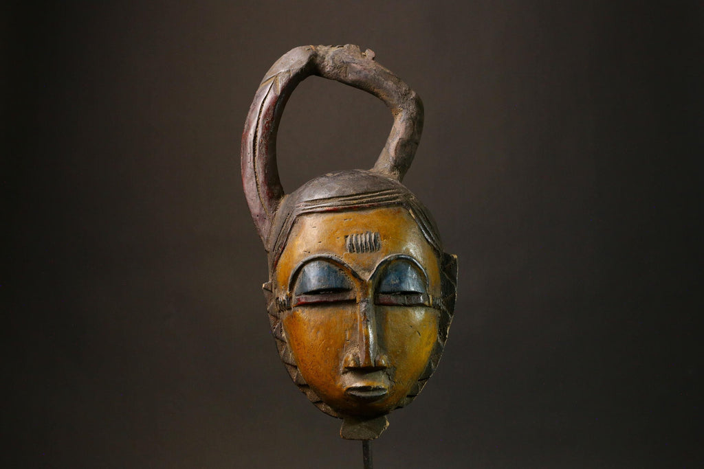 African Mask primitive art Antique Guro Mask Vintage Carved Tribal Art Wooden Collectible Piece 6347