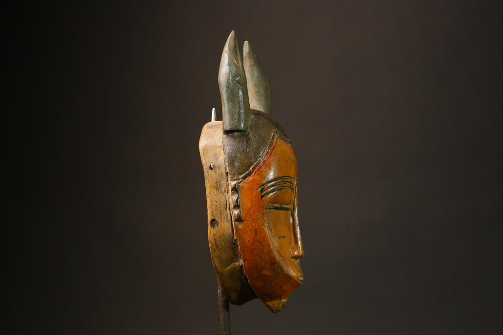 African mask primitive art Hand-Carved Guro Mask Antique African Tribal Art Decor West African Face 9229