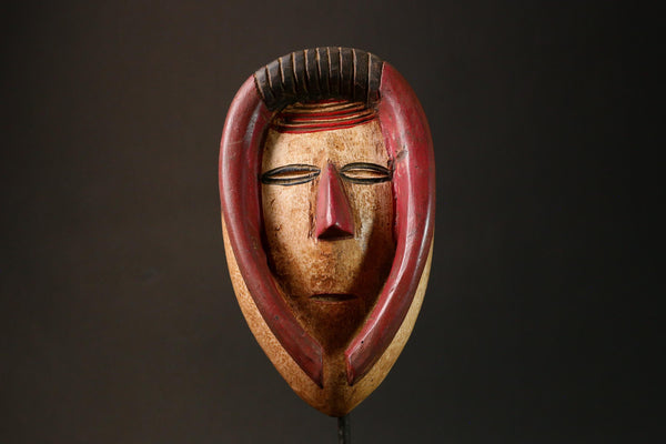 African Vintage Guro Mask primitive art Handcrafted Wood Art Tribal Decor Collectible G3234