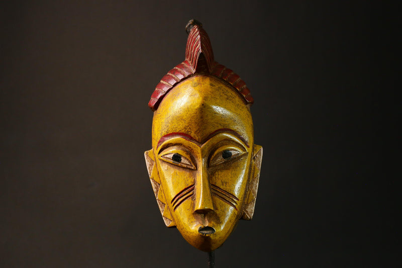 African Ancient Zauoli Mask Wooden Primitive Decor Art Guronde Ethnic Group Collectible G3229