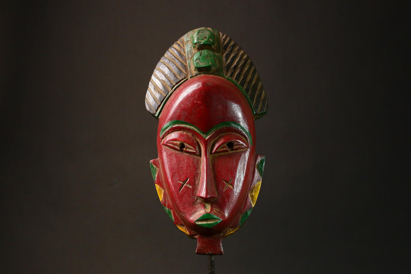 African Ancient Zauoli Mask Wooden Primitive Decor Art Guronde Ethnic Group Collectible G3228