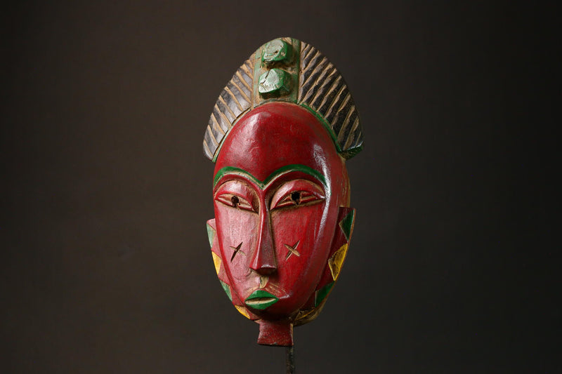 African Ancient Zauoli Mask Wooden Primitive Decor Art Guronde Ethnic Group Collectible G3228