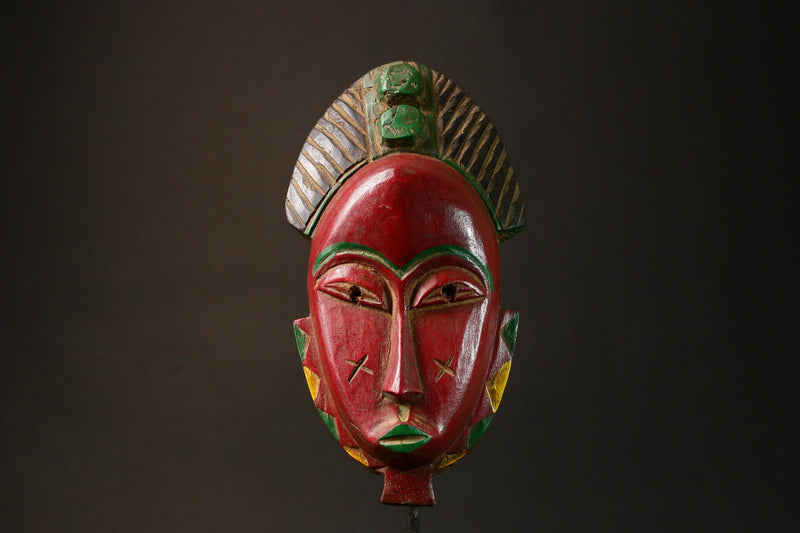 African Ancient Zauoli Mask Wooden Primitive Decor Art Guronde Ethnic Group Collectible G3228