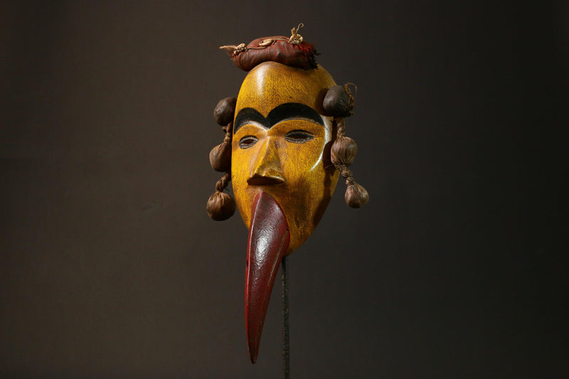 African Dan Bird Mask Antique Wooden Art from Liberia Unique Collectible primitive art -G3225