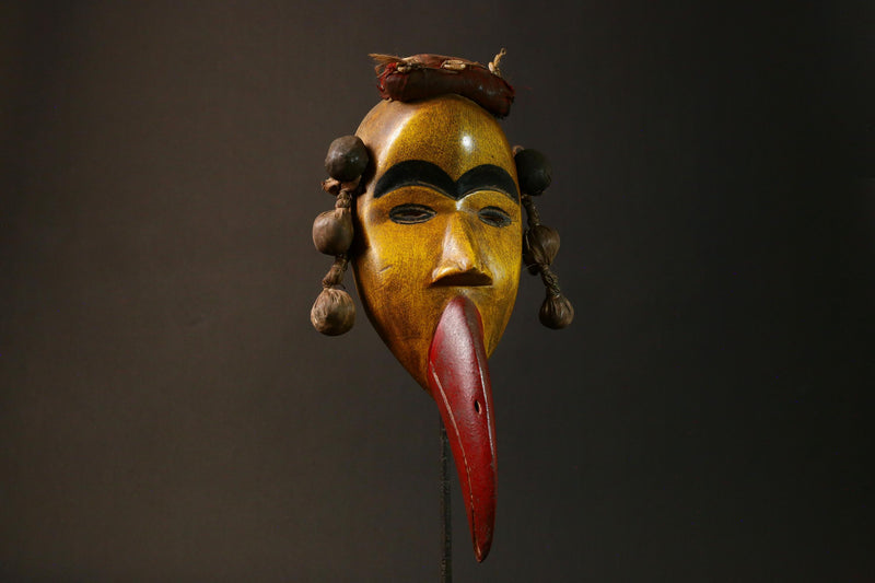 African Dan Bird Mask Antique Wooden Art from Liberia Unique Collectible primitive art -G3225