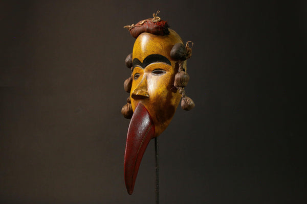 African Dan Bird Mask Antique Wooden Art from Liberia Unique Collectible primitive art -G3225