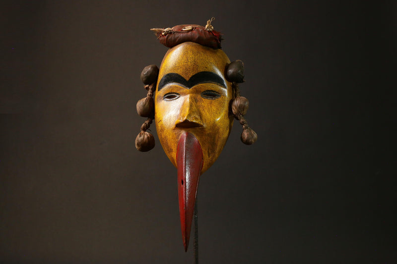 African Dan Bird Mask Antique Wooden Art from Liberia Unique Collectible primitive art -G3225