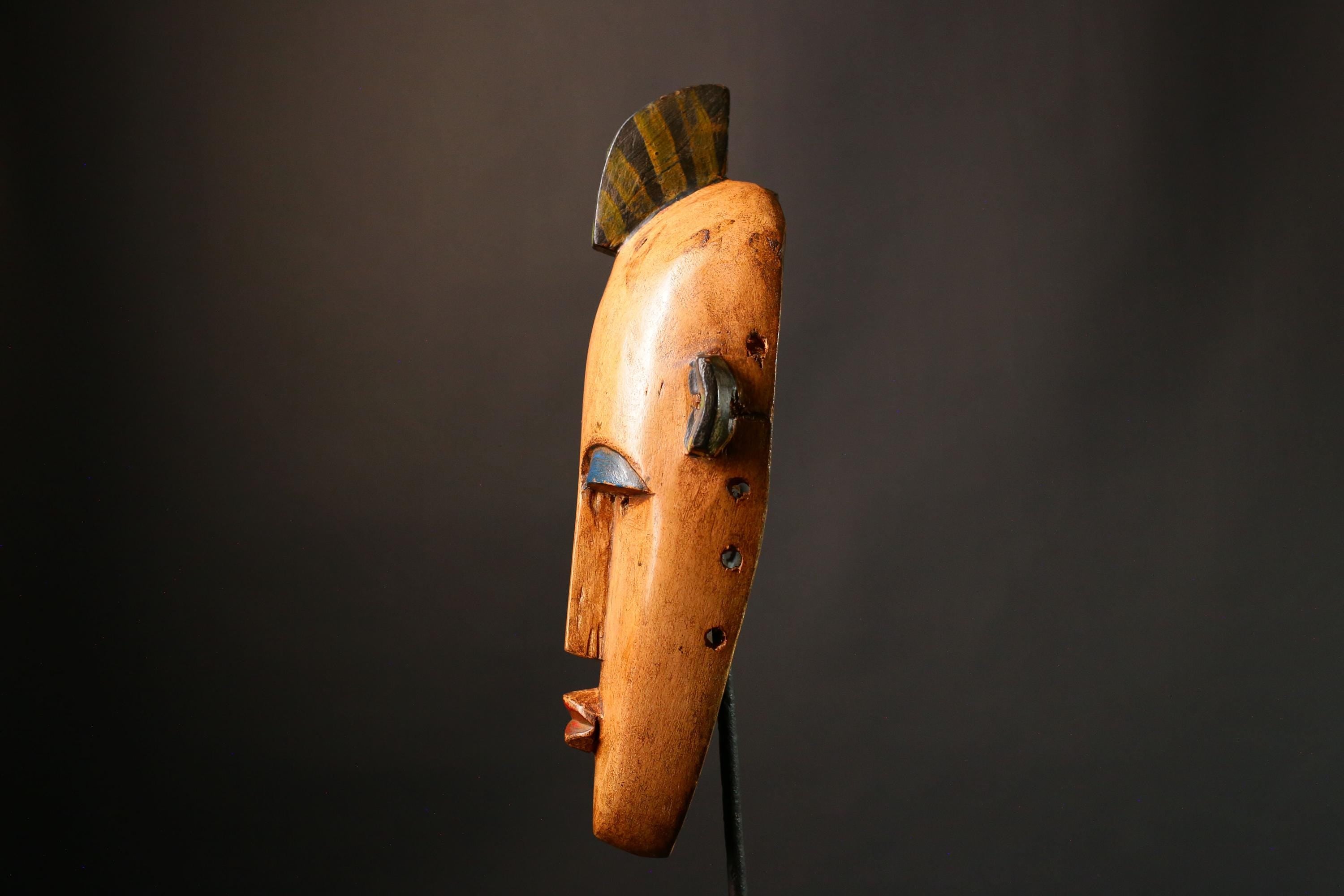 African mask Large Hand-Carved  Wooden Mask Authentic Bambara Tribal Wall Decor from Mali Unique Art Piece - G3471
