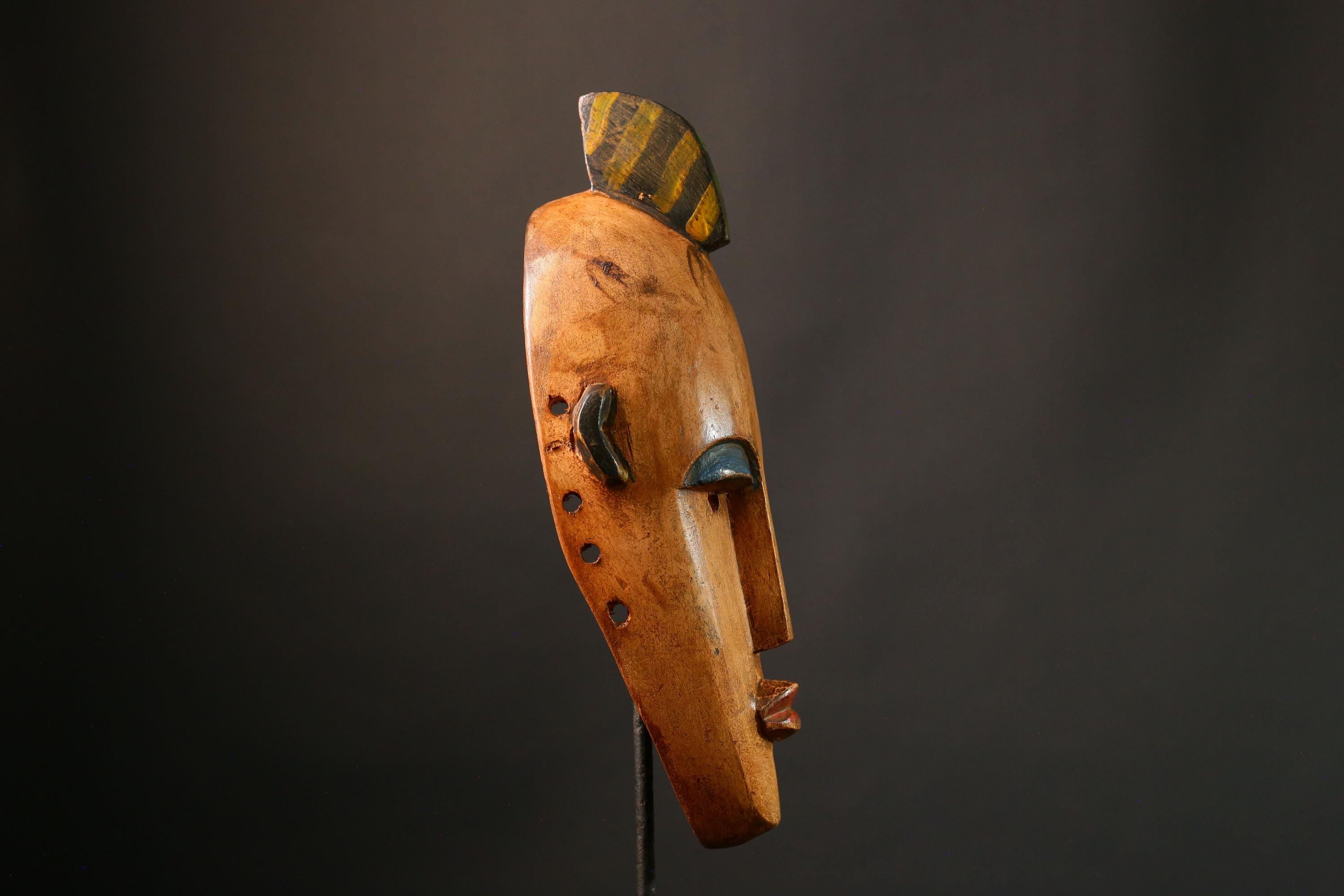 African mask Large Hand-Carved  Wooden Mask Authentic Bambara Tribal Wall Decor from Mali Unique Art Piece - G3471