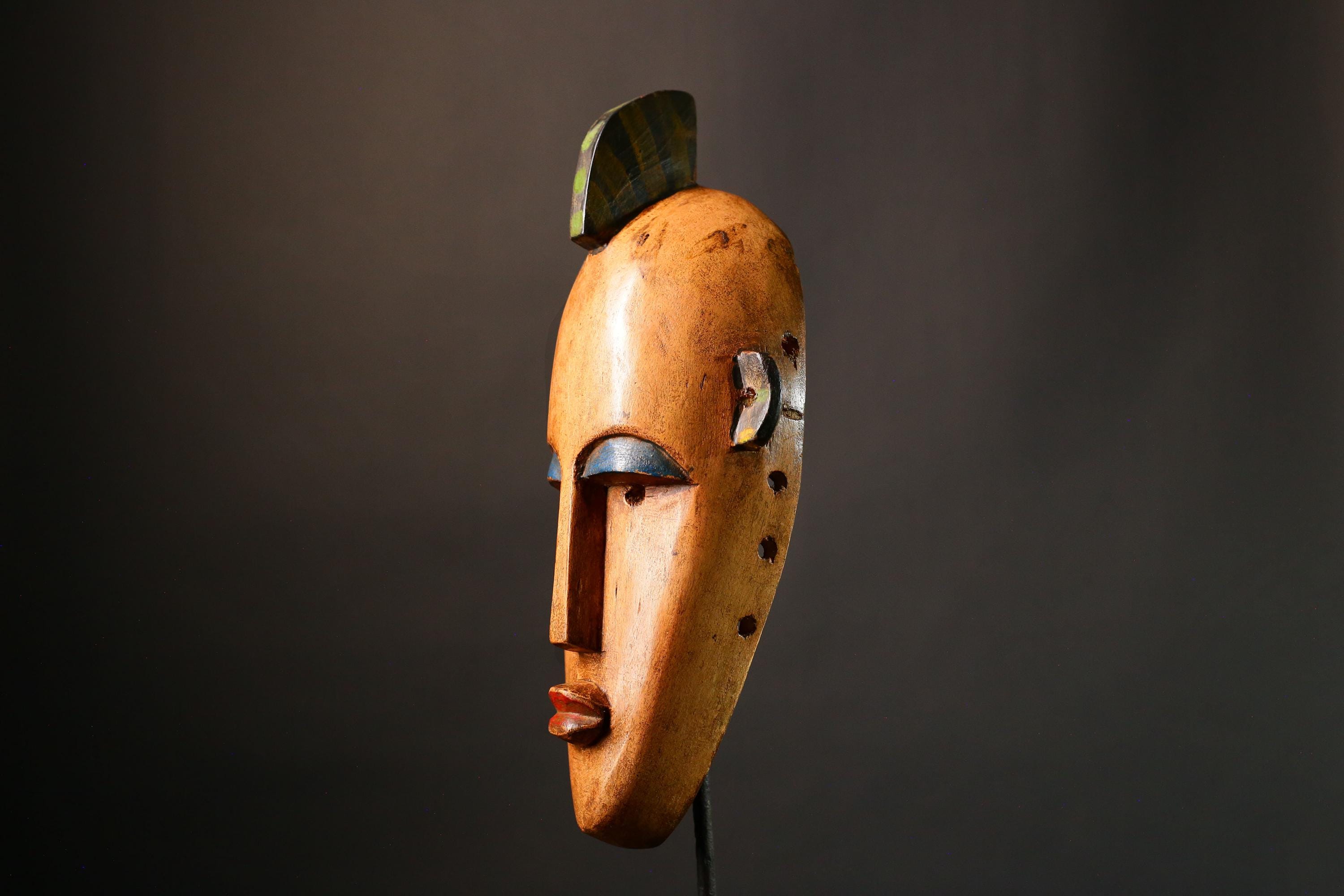 African mask Large Hand-Carved  Wooden Mask Authentic Bambara Tribal Wall Decor from Mali Unique Art Piece - G3471