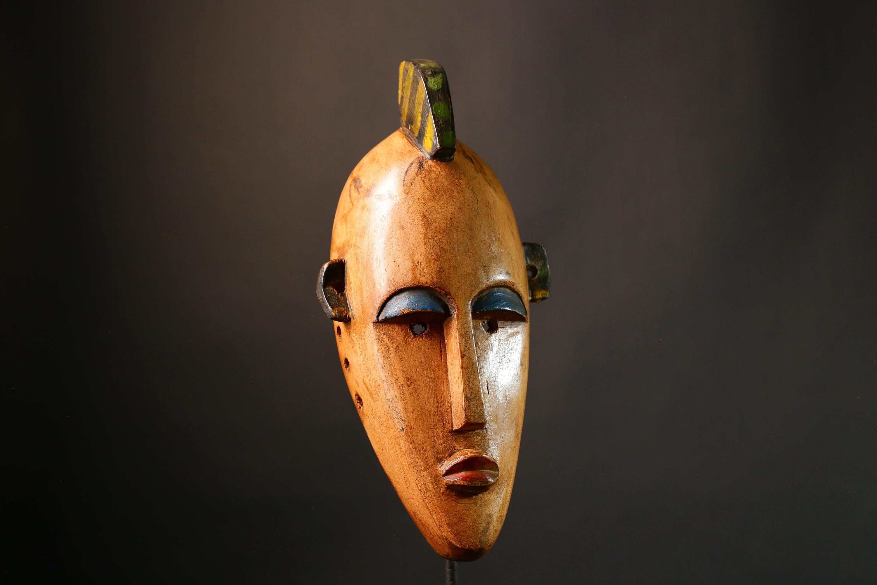 African mask Large Hand-Carved  Wooden Mask Authentic Bambara Tribal Wall Decor from Mali Unique Art Piece - G3471