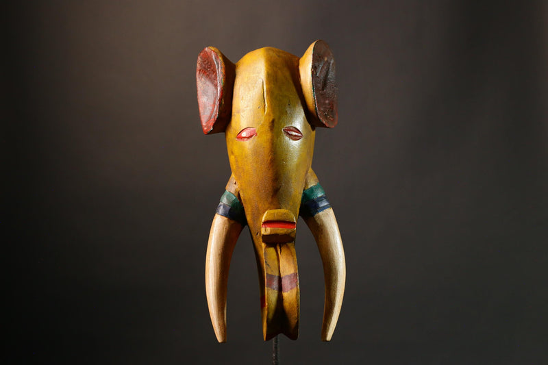 African mask Exclusive Hand-Carved African Tribal Elephant Mask Babanki Tribe Guro Décor Unique Wall Art Piece - G3465