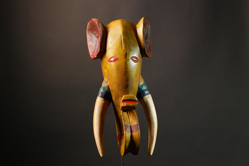 African mask Exclusive Hand-Carved African Tribal Elephant Mask Babanki Tribe Guro Décor Unique Wall Art Piece - G3465