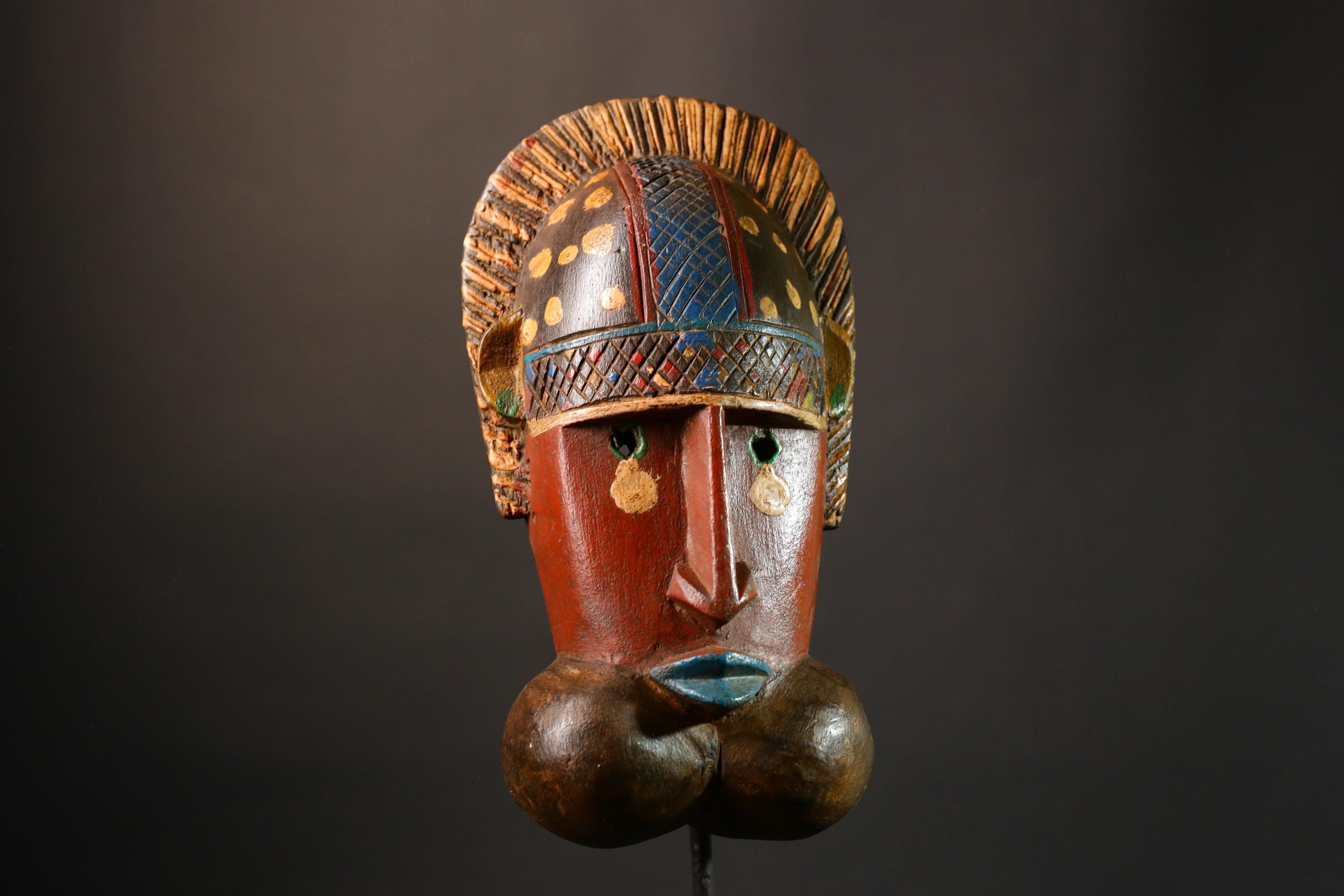 African mask Authentic African Antique Dan Maou Mask Solid Wood Tribal Art Unique Collectible Home Decor - G3463